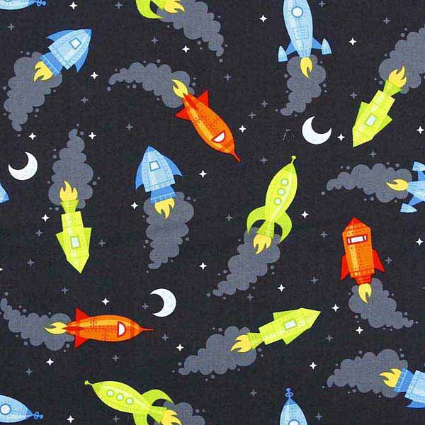 Childrens space rocket fabric
